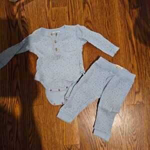 Piupiuchic baby blue ribbed set size 18 Months